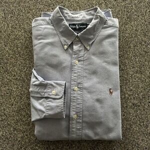 Ralph Lauren Button Down Shirt Mens‎ 17 33 Yarmouth Oxford Blue Cotton